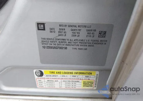 2012 Chevrolet Malibu 2Lt from USA, damaged, VIN 1G1ZD5EU5CF382198